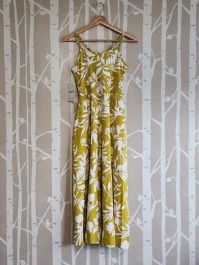 Pact: Tropical Palms Chartreuse Midi Dress